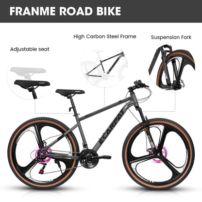 Hycline Ecarpat Cirge MTB bicycle with 27.5-inch wheels, black frame, and mountain bike design, suitable for trail riding.