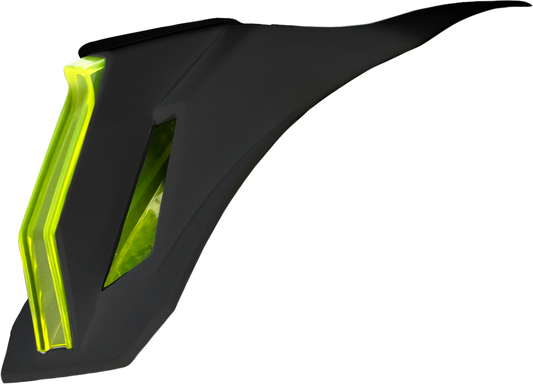 Black and green ICON Airform Speedfin helmet parts for motorcycle helmets, featuring aerodynamic design and durable construction.