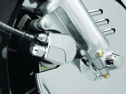 Kuryakyn Chrome Banjo Bolt Cover for Powersports Vehicles, part #2014, shiny chrome finish on motorcycle or ATV components
