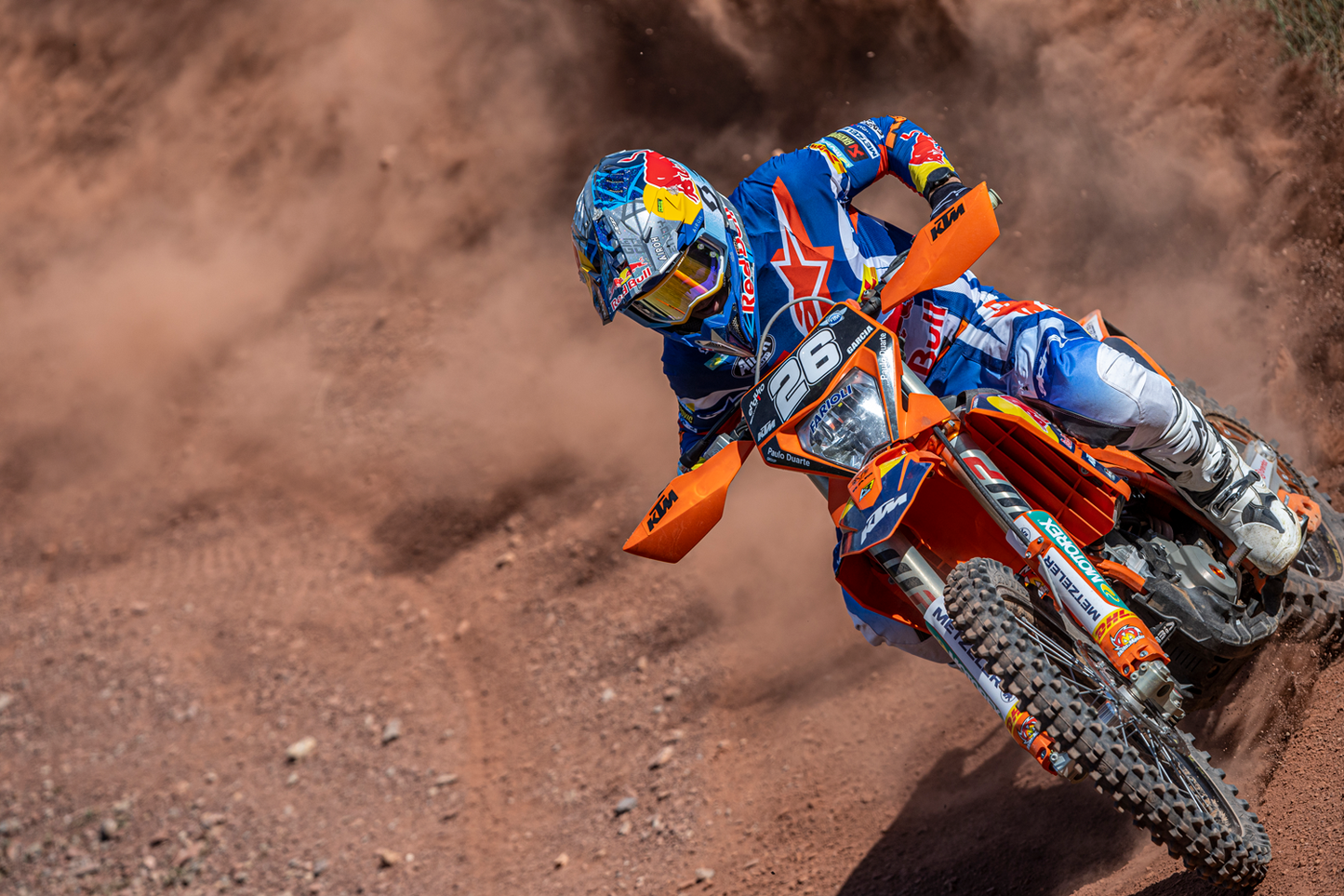 Scott Prospect motocross goggles in white and blue with yellow accents, designed for off-road riding and racing.