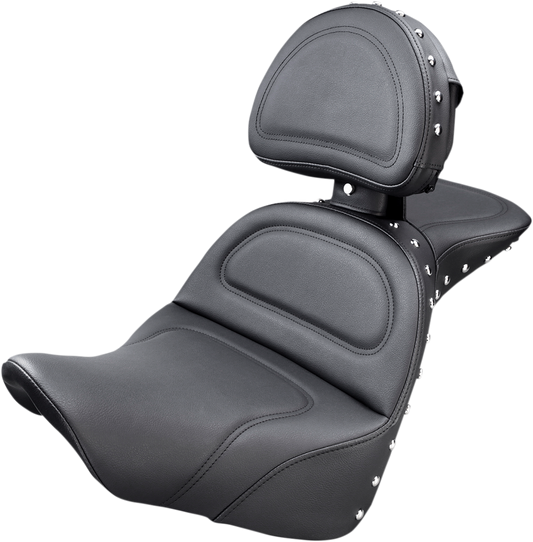 Bill's Exhausts SADDLEMEN Explorer Special Seat with backrest, motorcycle seat designed for comfort and style.