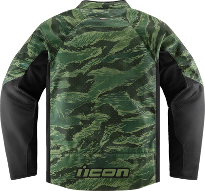 Bill's Exhausts ICON Hooligan CE Tiger's Blood Jacket in green, 4XL, showcasing durable fabric and stylish design.