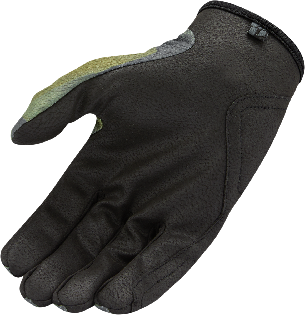Bill's Exhausts ICON Hooligan™ Battlescar Green Gloves in Medium with rugged design and textured material for motorcycle riding.