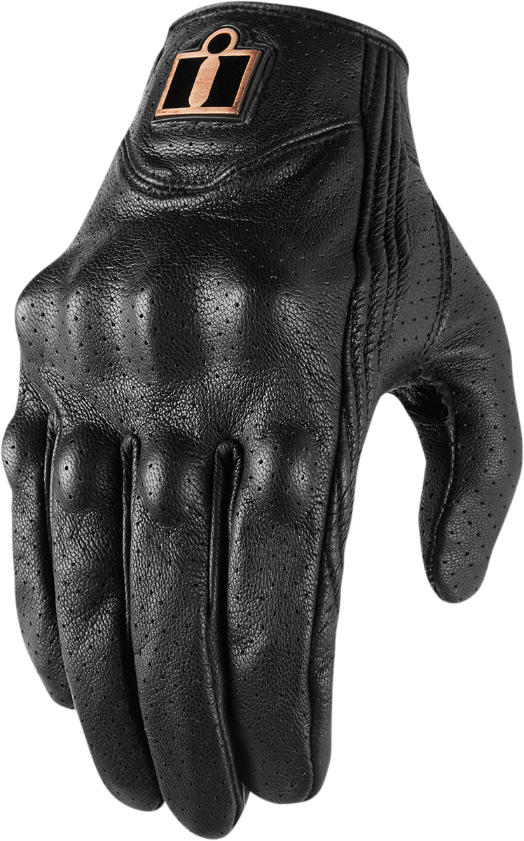 Black ICON Women's Pursuit Classic™ perforated gloves in large size, designed for comfortable fit and breathable wear.