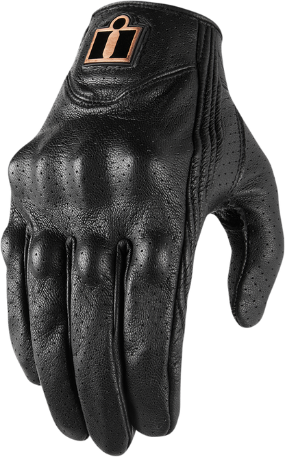Black ICON Women's Pursuit Classic™ perforated gloves, XS size, featuring breathable design and textured palm for grip.