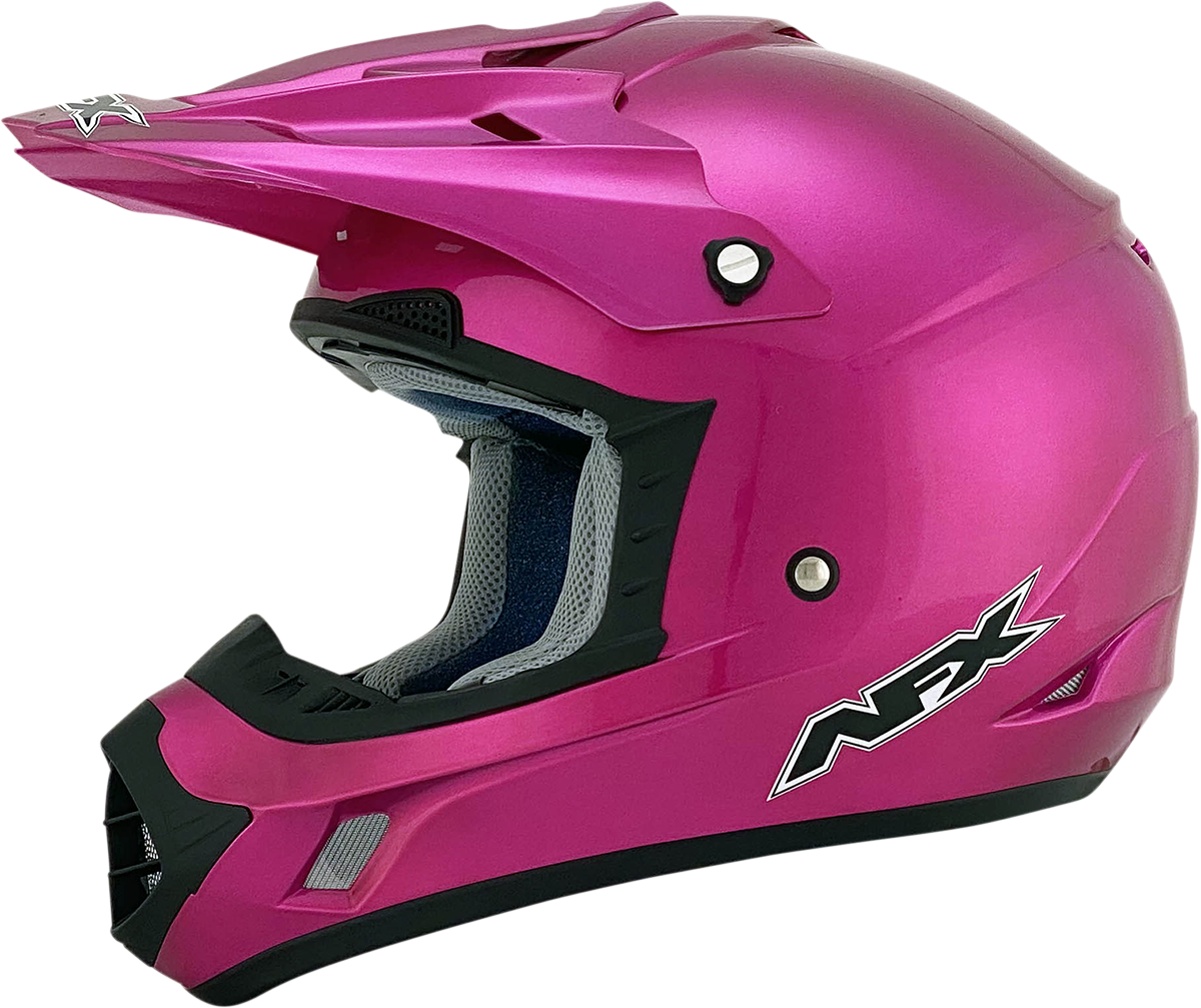 Bill's Exhausts AFX FX-17 helmet in fuchsia, XL size, with a sleek design and clear visor, suitable for motorcycle riding.