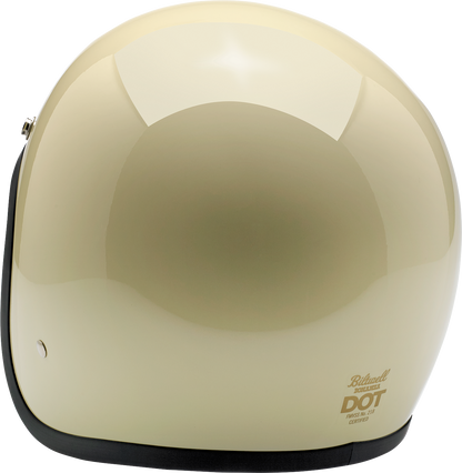 BILTWELL Bonanza vintage white helmet by Bill's Exhausts, large size, glossy finish, classic motorcycle helmet design.