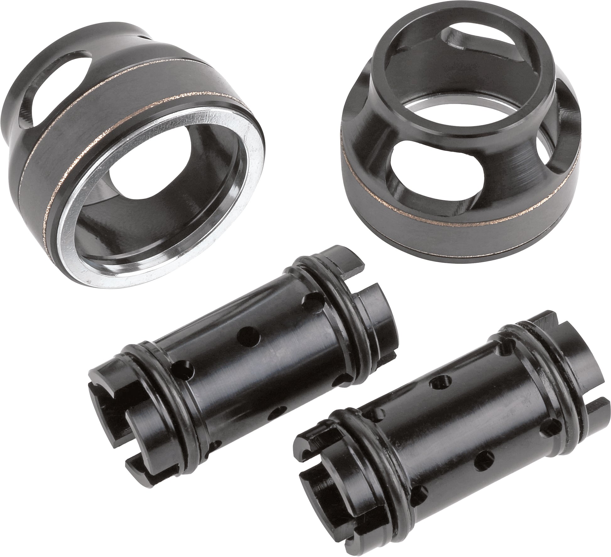ZETA ZE56-31030 lowering inner kit for KYB Twin Chamber AOS front forks, with 30mm and 50mm adjustable drop, shown on front forks.
