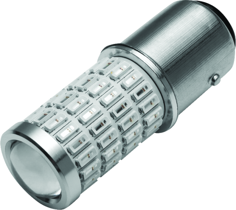 Kuryakyn 1157 Red/Red LED bulb for powersports, dual function replacement with bright red LEDs in a compact design.