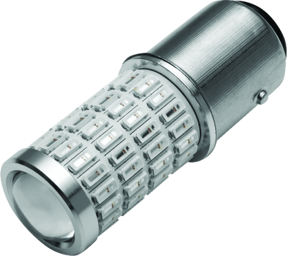 Kuryakyn 1157 Red/Red LED bulb for powersports, dual function replacement with bright red LEDs in a compact design.