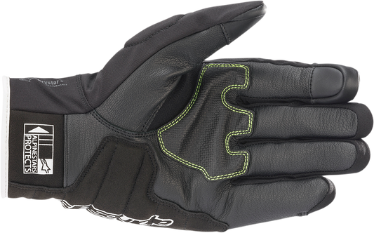Alpinestars SMX Z Drystar® motorcycle gloves in black, white, and fluo red, size XL, featuring protective padding and breathable material.