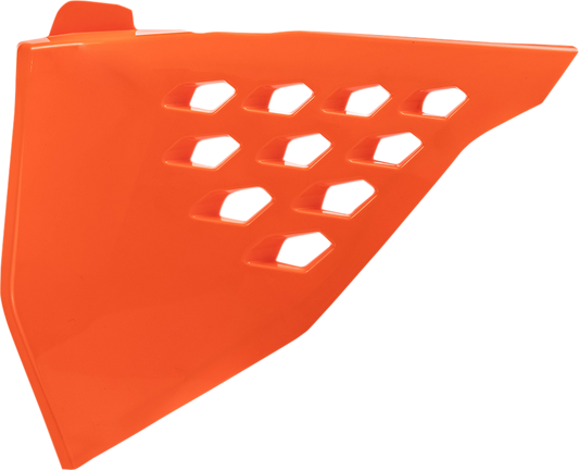 Orange ACERBIS Airbox Cover vented body part for motorcycles, designed for durability and airflow.