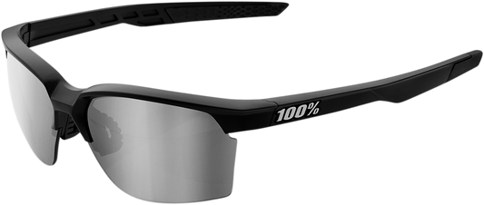 100% Sportcoupe Sunglasses - Black - Silver Mirror 61020-019-76 - Howling Moto