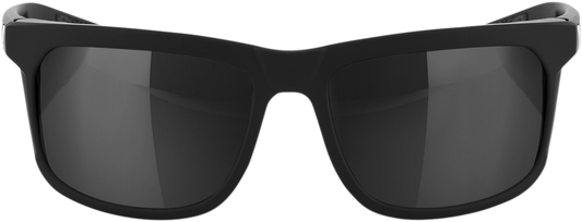 Black Hakan sunglasses by Bill's Exhausts with gray PeakPolar lenses, showcasing sleek frames and polarized lens detail.