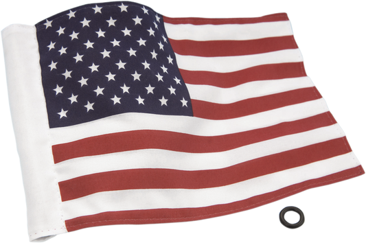 Bill's Exhausts Show Chrome USA flag engine badge, 6x9 inches, featuring a detailed chrome American flag design.