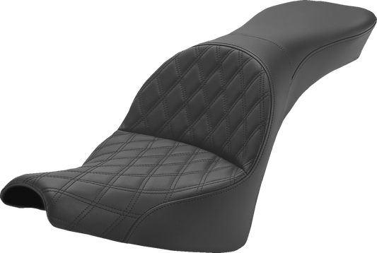 Bill's Exhausts SADDLEMEN Explorer Seat with lattice stitching, motorcycle seat designed for comfort and style.