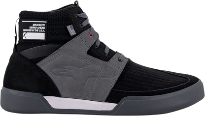 Alpinestars Primer black and gray shoes with laces, US size 10, showing side view with textured sole and stylish design.