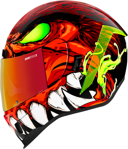Red ICON Airform™ helmet for men, medium size, featuring aerodynamic design and adjustable straps.