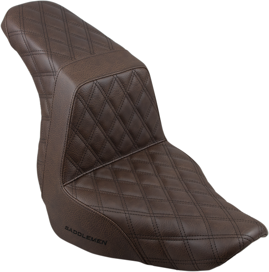 SADDLEMEN Step-Up Seat - Full Lattice Stitch - Brown 818-29-175BR - Howling Moto