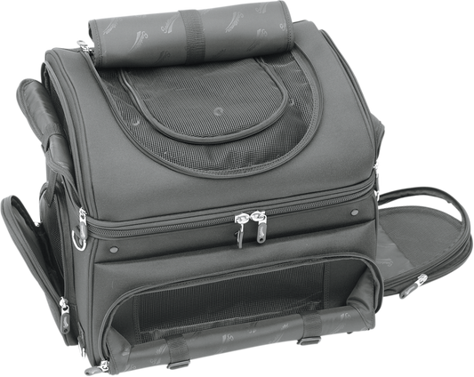 Bill's Exhausts SADDLEMEN Pet Voyager seat, showcasing a sleek, cushioned motorcycle seat with detailed stitching and durable construction.
