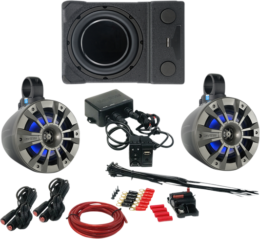 Bill's Exhausts NAVATLAS Zone 3 X32ZONE3 speaker kit with two black speakers and mounting brackets for audio installation.