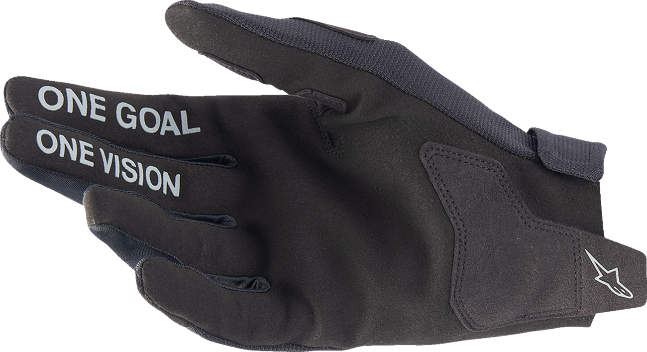 Black ALPINESTARS Youth Radar Gloves for kids, small size, showing padded palms and adjustable wrist closure.