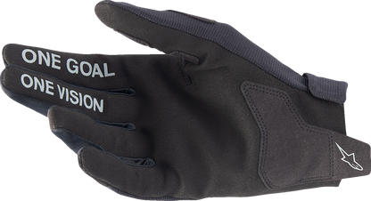 Black ALPINESTARS Youth Radar Gloves for kids, small size, showing padded palms and adjustable wrist closure.