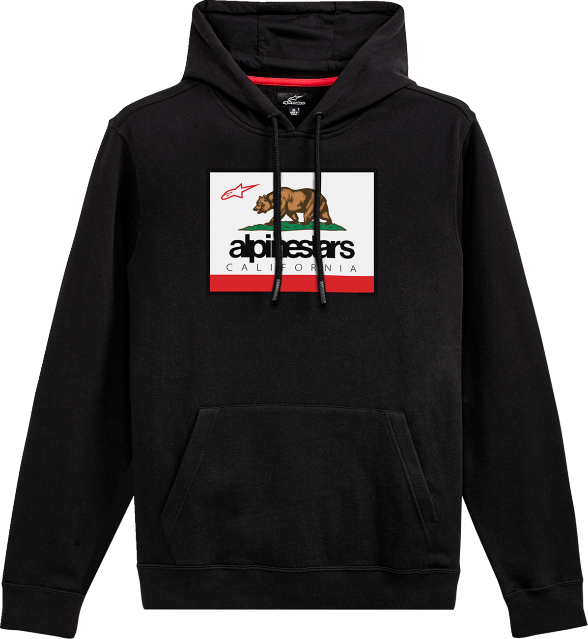 Alpinestars Cali 2.0 black hoodie in XL size, featuring the Alpinestars logo and a comfortable, casual fit.