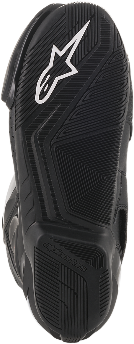 Alpinestars SMX-6 v2 vented motorcycle boots in black, gray, and red with US size 7.5 / EU 41, showing side view of the boots.
