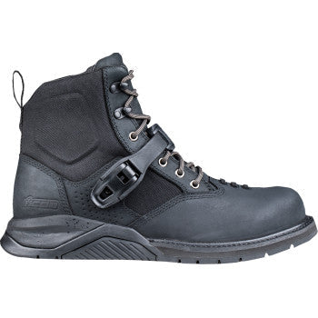 Black ICON Superduty6 safety toe boots in US size 10 with rugged design and reinforced toe for safety and durability.