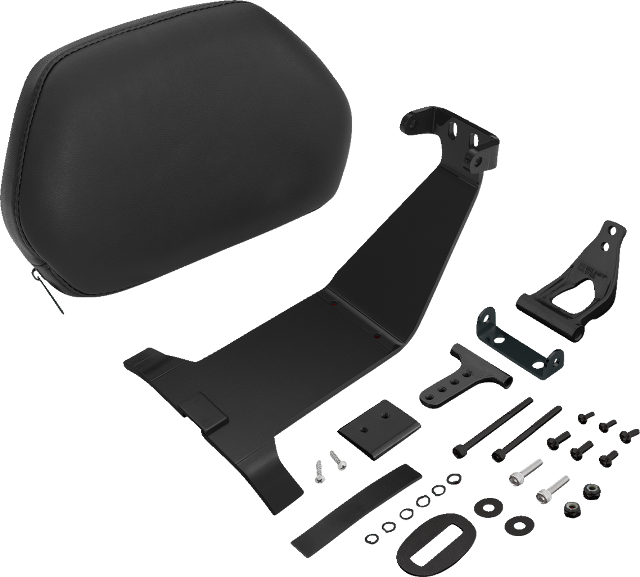 Black SHOW CHROME passenger backrest for Ryker 2020-2022, smooth engine backrest accessory by Bill's Exhausts.