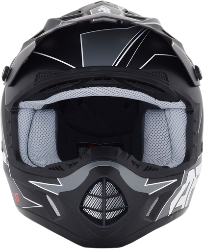 Bill's Exhausts AFX FX-17 helmet in matte black and white, large size, featuring aerodynamic design and secure chin strap.