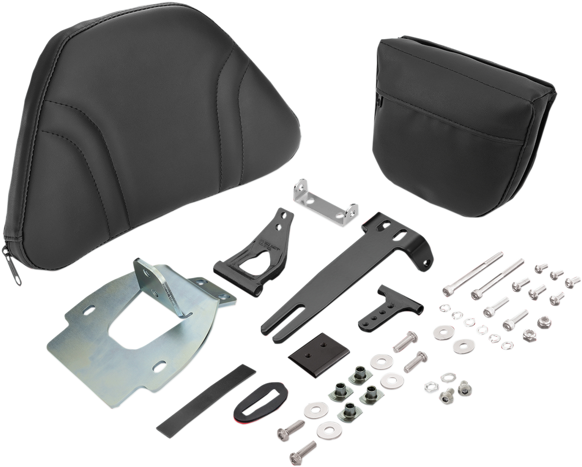 Bill's Exhausts SHOW CHROME detachable tall smart mount backrest for Honda GL1800 engine, featuring chrome finish and secure attachment system.