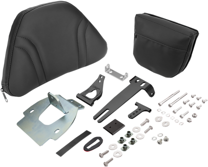 Bill's Exhausts SHOW CHROME detachable tall smart mount backrest for Honda GL1800 engine, featuring chrome finish and secure attachment system.
