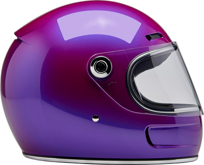 BILTWELL Gringo SV helmet in metallic grape color, XS size, with sleek design and matte finish, suitable for motorcycle riding.