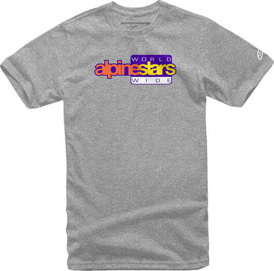 Bill's Exhausts AlpinesStars World Wide Again Heather Gray T-Shirt in XL, featuring a front graphic design on soft cotton fabric.