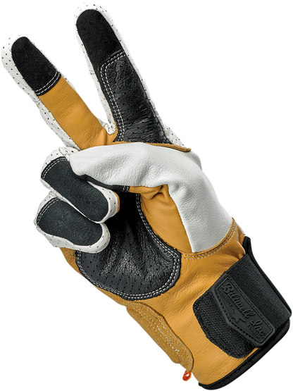 BILTWELL Borrego Cement gloves in XL size, featuring durable leather and rugged design, designed for motorcycle riding comfort.