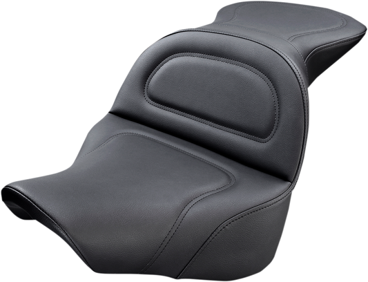 Bill's Exhausts SADDLEMEN Explorer Seat without driver backrest for FLFB/FLFBS 2018-2022 motorcycles, black seat with textured surface.