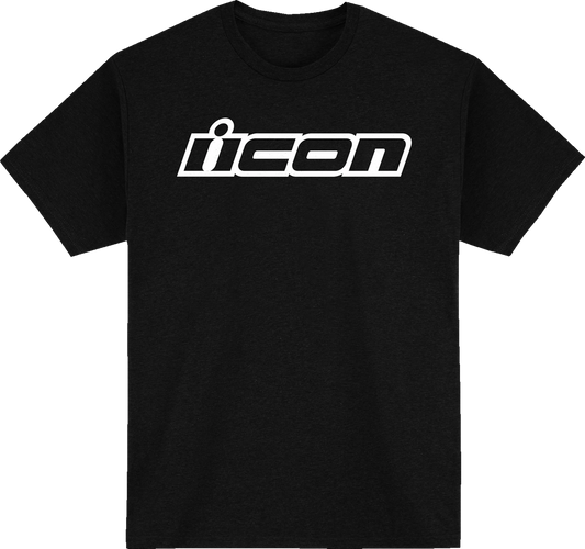 Black ICON Clasicon™ T-Shirt by Bill's Exhausts, large size, showcasing the front design and fabric texture.
