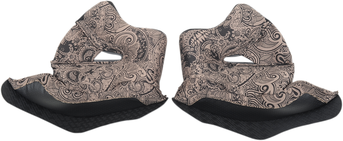 ICON Airmada™ Cheek Pads in Chantilly, 2XL size, showing red and black padding for helmet fit and comfort.