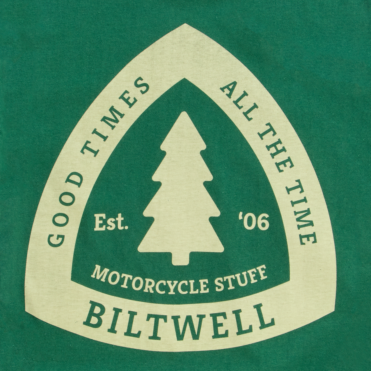 Bill's Exhausts BILTWELL Good Times T-Shirt in olive color, small size, featuring a casual, comfortable design with a classic fit.