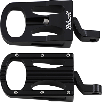 Black BILTWELL XL Step Footpegs for motorcycle, showing textured surface and mounting brackets on a body-style product.