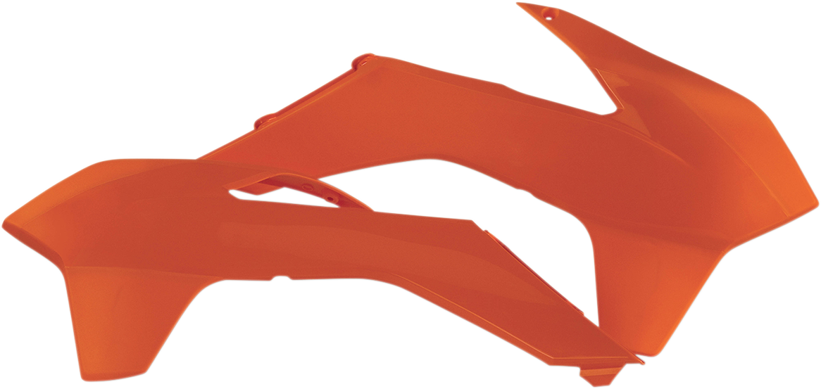 Orange Acerbis radiator shrouds for motorcycle body, designed for durability and style, with visible mounting points and aerodynamic shape.