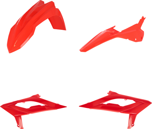 Red ACERBIS full replacement body kit for Beta 2979460004 motorcycle, shown on the vehicle with detailed panel design.