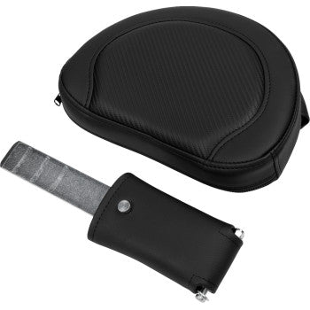 SADDLEMEN Roadsofa™ extended reach motorcycle seat with carbon fiber finish, black stitching, backrest for FL 2008-2023.