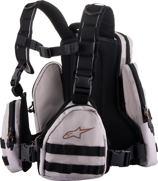 Alpinestars Techdura Tactical Pack in gray and black with multiple compartments and adjustable straps, designed for durability and comfort.