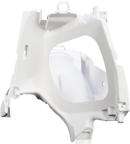 White Acerbis side panels for motorcycle body, designed for compatibility with specific models, featuring a sleek, durable finish.