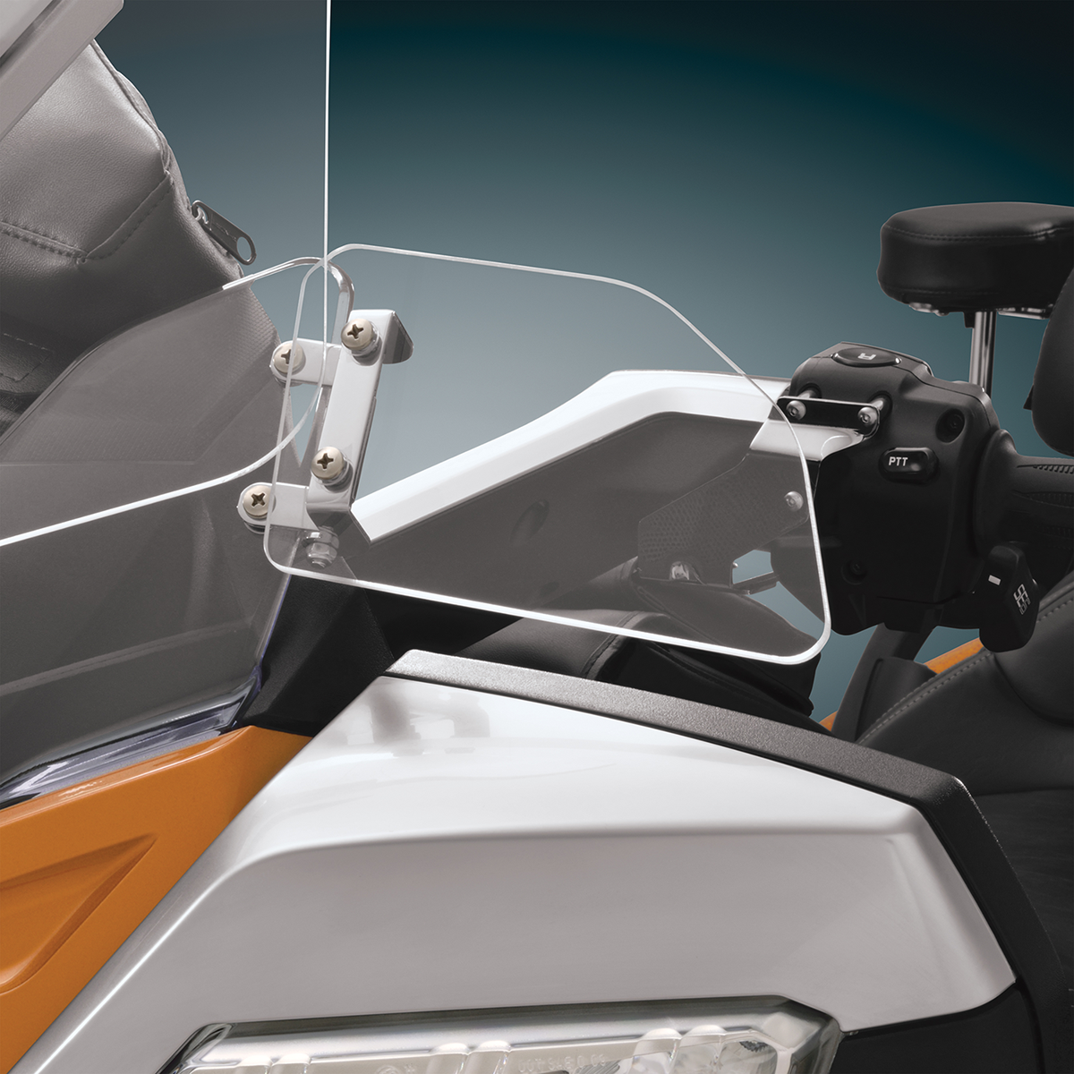 Bill's Exhausts Show Chrome Air Deflector for engine, featuring shiny chrome finish and aerodynamic design.