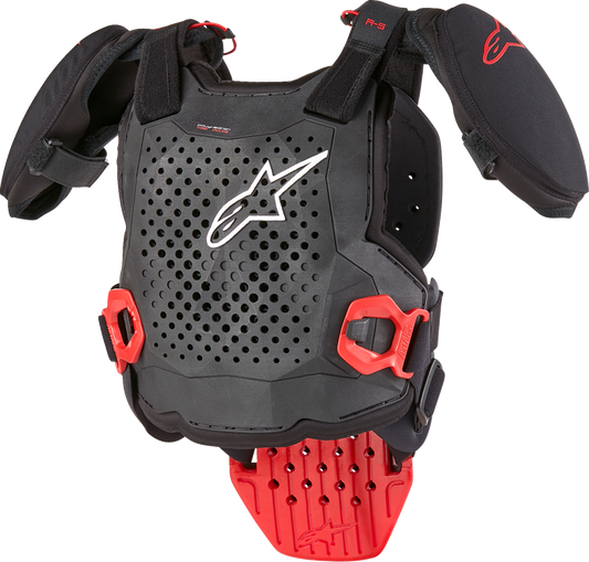 Alpinestars Youth A5 S v2 Chest Guard in black, white, and red for youth motocross protection, size S/M.