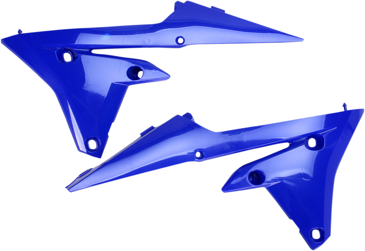 Blue Acerbis radiator shrouds for motorcycle lower body panels, designed for durability and style.